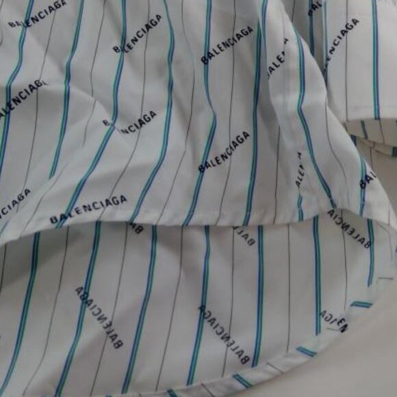 BALENCIAGA White Multicolor Striped Shirt Size 37 - Picture 9 of 15